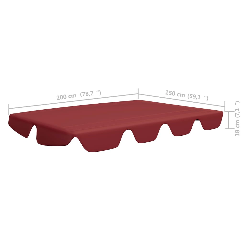 Replacement Canopy for Garden Swing Wine Red 226x186 cm 270 g/m²